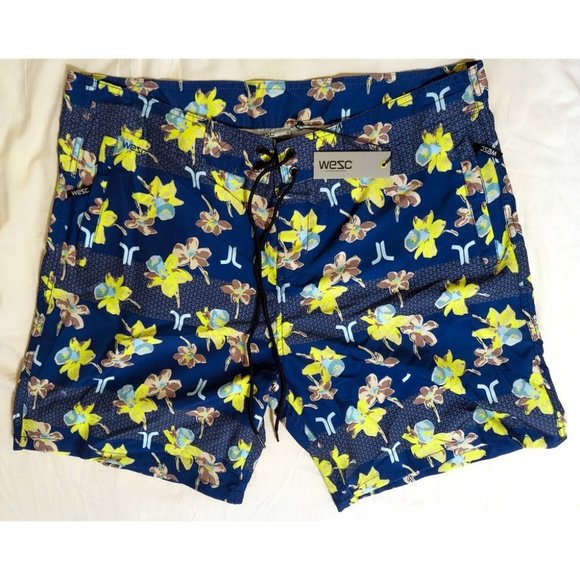 WeSC Board Shorts | Size XL 36 | NWT | Navy Blue Floral Print - Picture 5 of 6